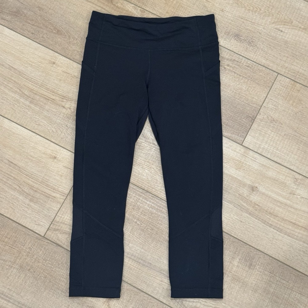 Lululemon Pace Rival Crop Leggings Pull- On Luxtreme Black‎ 22" Women's Size 6